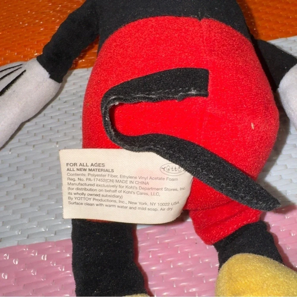 Disney Mickey Mouse Plush Doll Kohls Cares YOTTOY Black‎ Red Stuffed Animal